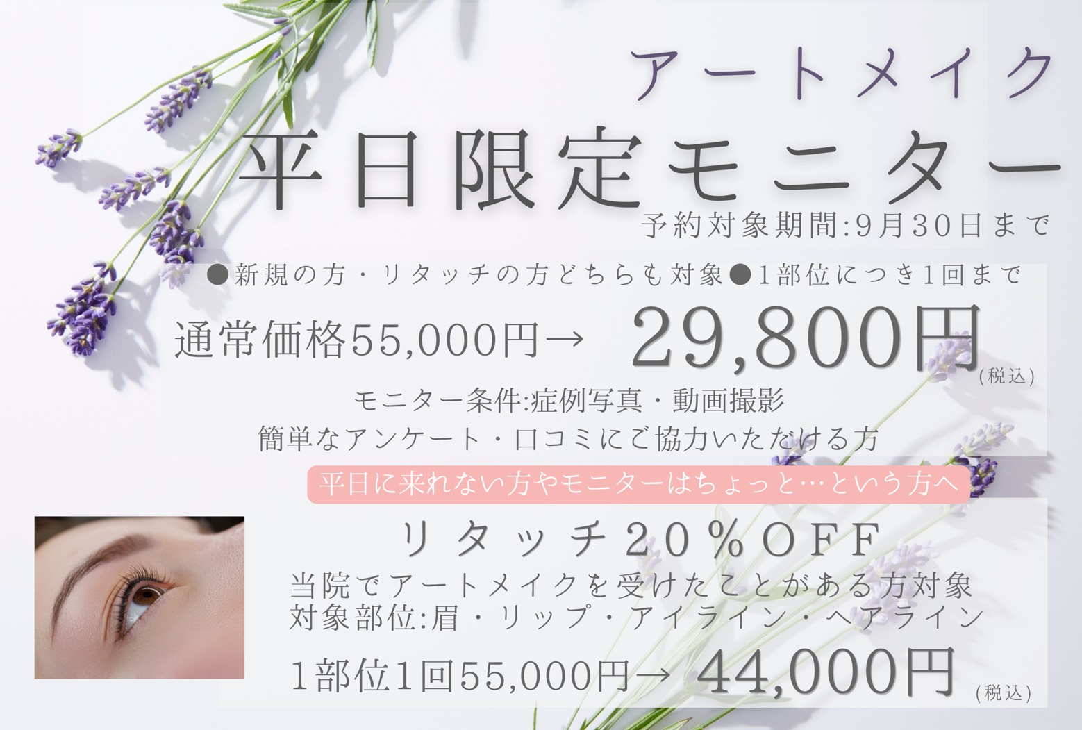 アートメイク平日限定モニターキャンペーン